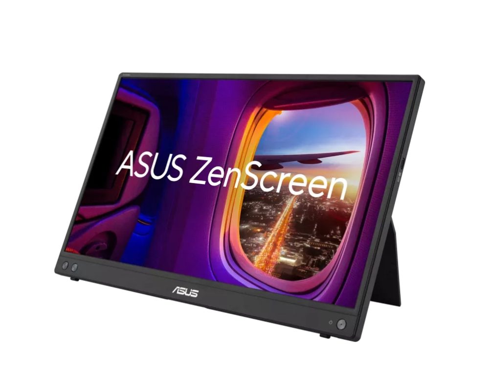 Asus ZenScreen MB16AHV Преносим монитор - 16", Full HD (1920x1080), IPS, 250cd/m2, HDMI, USB Type-C, Blue Light Filter, антирефлексна повърхност, антибактериална обработка, тъмно сив
