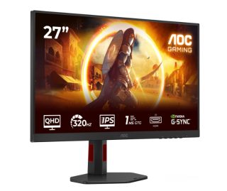 AOC Q27G4SRU 27" Fast IPS WLED гейминг монитор, 2560x1440@320Hz, 1ms GtG, 0.3ms MPRT, 450cd/m2, 1000:1, Adaptive Sync, FlickerFree, Low Blue Light, 2Wx2, Tilt, Height Adjust, Pivot, Swivel, 2xHDMI, DP, USB hub