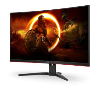 AOC C32G2ZE/BK 31.5" извит 1500R VA WLED гейминг монитор, 1920x1080@240Hz, 4ms GtG, 1ms MPRT, 300cd/m2, 4000:1, DCR 80M:1, FreeSync, FlickerFree, Low Blue Light, Tilt, 2xHDMI, DP
