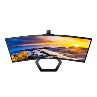 Philips 34E1C5600HE 34" Извит 1500R VA WLED монитор, 3440x1440@100Hz, 4ms GtG, 1ms MPRT, 300cd/m², 3000:1, Mega Infinity DCR, Adaptive Sync, FlickerFree, Low Blue Light, 5Wx2, 5MP FHD камера, наклон, регулиране на височина, HDMI, DP, USB хъб
