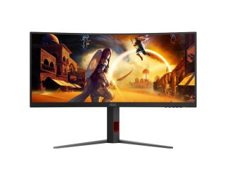 AOC CU34G4Z, 34" извит 1500R, VA, WLED, 3440x1440@240Hz, 1ms GtG, 0.3ms MPRT, 450cd/m², 2500:1, 80M:1 DCR, Adaptive Sync, FlickerFree, Low Blue Light, Tilt, Height Adjust, Pivot, Swivel, 2xHDMI, DP, USB hub