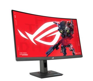 Asus ROG Strix XG27WCMS Gaming Monitor, 27" 2K (2560x1440), извит, 280Hz (овърклок), 1ms (GTG), Extreme Low Motion Blur Sync, USB Type-C, FreeSync Premium, DisplayWidget Center, отвор за статив, HDR, USB Type-C, черен