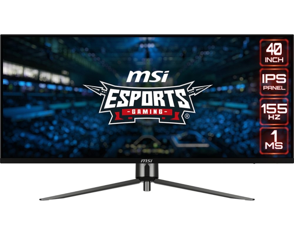 MSI MAG401QR Ultra Wide Gaming Monitor, 40", 1ms, 155Hz IPS, 3440x1440, AMD FreeSync Premium, HDR 400, KVM, Night Vision, RGB Mystic Light, 5-Way Navigator Joystick, Type-C(65W PD), DP(1.4a), 2xHDMI(2.0b), USB Hub, Tilt, VESA 100, Black, 10.3kg