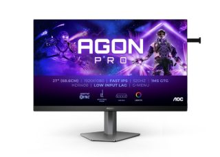 AOC AG276FK 27" Fast IPS WLED геймърски монитор, 1920x1080@520Hz, 0.5ms GtG, 0.3ms MPRT, 400cd/m², 1000:1, 80M:1 DCR, Adaptive Sync, FlickerFree, Low Blue Light, 5Wx2, Tilt, Height Adjust, Pivot, Swivel, 2xHDMI, 2xDP, USB hub