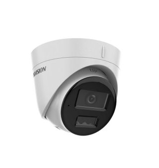 HikVision 4 MP Smart Hybrid Light Fixed Turret Network Camera, 2.8mm, IR, White Light up to 30m, 120 dB WDR, H.265+, IP67, вграден микрофон, вграден слот за памет, поддръжка на micro SDXC (512GB), 12Vdc/PoE 6.5W