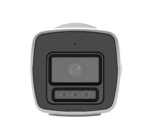 HikVision 4 MP ColorVu с интелигентна хибридна светлина фиксирана bullet мрежова камера, 4 мм, F1.0, IR, бяла светлина до 30м, H.265+, IP67, вграден микрофон, 12Vdc/PoE 7.5W