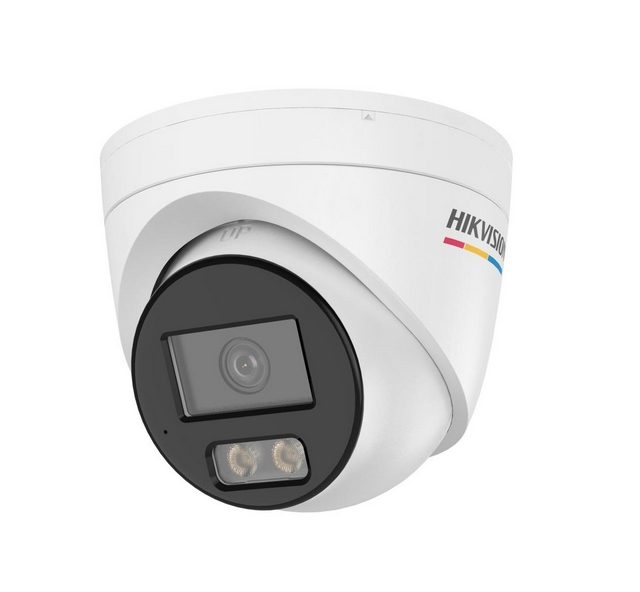 HikVision 4 MP ColorVu 3.0 Фиксирана куполна мрежова камера, 2.8 mm, F1.0, IR, бяла светлина до 30m, H.265+, IP67, вграден микрофон, 12Vdc/PoE 6W