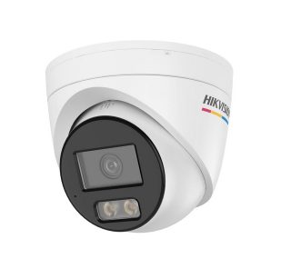 HikVision 4 MP ColorVu 3.0 Фиксирана куполна мрежова камера, 2.8 mm, F1.0, IR, бяла светлина до 30m, H.265+, IP67, вграден микрофон, 12Vdc/PoE 6W