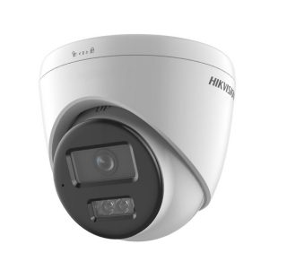 HikVision 8 MP Smart Hybrid Light Fixed Turret Network Camera, 2.8mm, F2.0, IR, White Light up to 30m, 120 dB WDR, H.265+, IP67, вграден микрофон, слот за памет, поддръжка micro SDXC (512GB), 12Vdc/PoE 6.5W