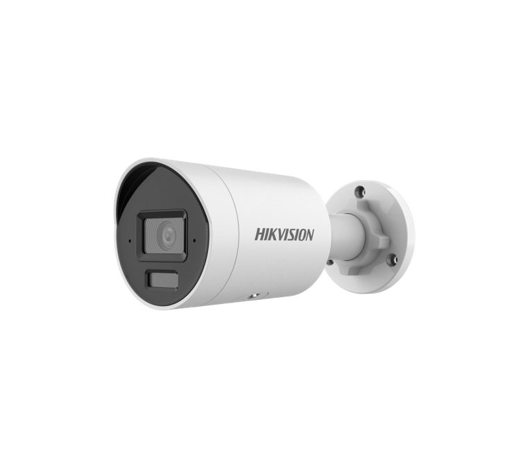 HikVision 4 MP Acusense Smart Hybrid Light Fixed Bullet Network Camera, 4 mm, F1.6, IR, Бяла светлина до 40m, H.265+, IP67, вграден двумикрофонен масив, вграден слот за памет (до 512GB), 12Vdc/PoE 7.5W