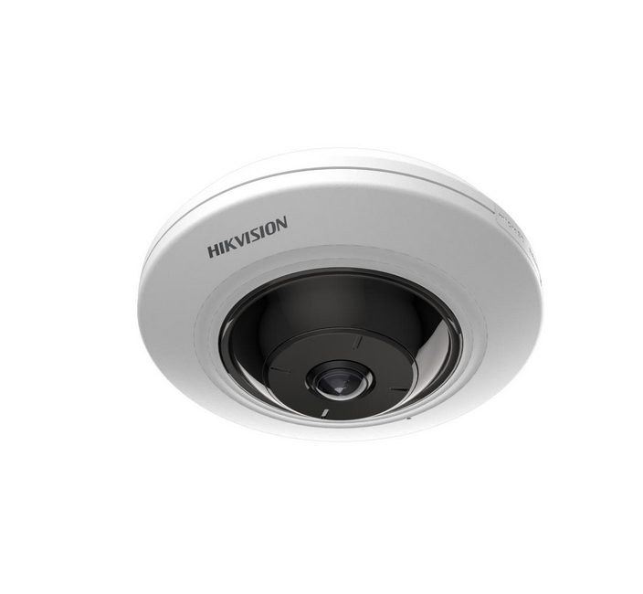HikVision 5MP Fixed Fisheye Network Camera, 1.05 mm, F2.25, 180° рибешко око, IR до 8 m, H.265+, 120 dB WDR, вграден микрофон, вграден слот за памет (до 256 GB), 12Vdc/PoE 7.5W