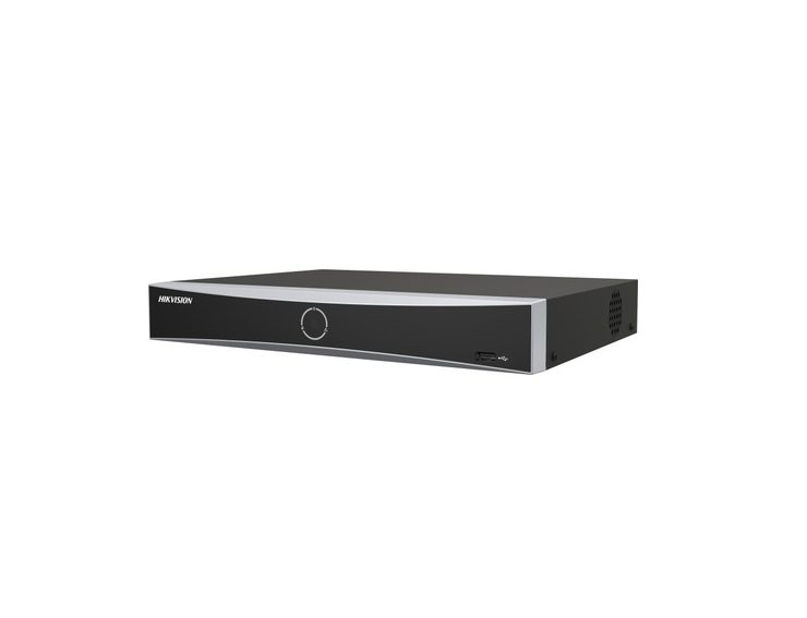 HikVision 4-канален 1U K Series AcuSense 4K NVR, до 2-канала@12 MP (2x12 MP/4x8 MP/8x4 MP/16x1080p), H.265+, 1 SATA HDD до 16TB, 2x USB 2.0, Видео вход: HDMI 1-кан., 4K (3840x2160)/30 Hz, VGA 1-кан., 1920x1080/60 Hz, Аудио изход: 1-кан., RCA (линеен, 1 kOhm)