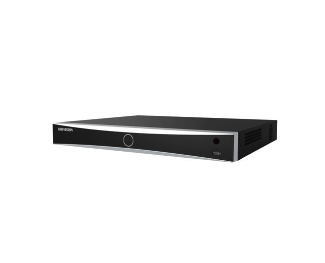 HikVision 8-канален 1U K Series AcuSense 4K NVR, до 2 канала @12 MP (2x12 MP/4x8 MP/8x4 MP/16x1080p), H.265+, 2 SATA HDD до 16TB, 2x USB 2.0, Видео вход: HDMI 1-кан., 4K (3840x2160)/30 Hz, VGA 1-кан., 1920x1080/60 Hz, Аудио изход: 1-кан., RCA (Линеен, 1 kOhm)