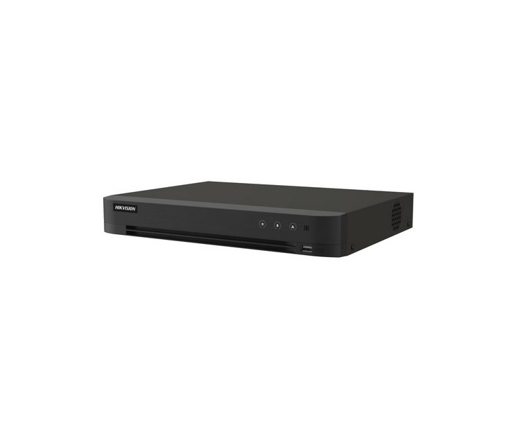 HikVision 16-кан. 1080p 1U H.265 AcuSense DVR, 16 канала и 1 HDD 1U AcuSense DVR, аналогов видео вход - 16 кан., IP видео вход - 8 кан. (до 24 кан.), до 6 MP, H.265 Pro+, 1 SATA HDD до 12TB, 1 x USB 2.0, 2 x USB 3.0, 12Vdc, 2A/24W