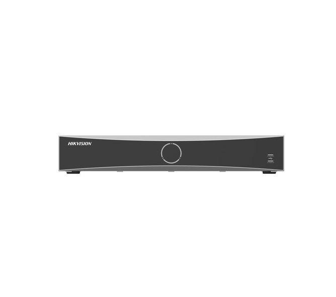 HikVision 32-кан. 1.5U K Series AcuSense 4K NVR, 256 Mbps, до 12 MP (2x12 MP/4x8 MP/8x4 MP/16x1080p), H.265+, 4 SATA HDD до 16TB всеки, 2xUSB 2.0, 1xUSB 3.0, Видео вход: HDMI 1-кан., 4K, VGA 1-кан., 1920x1080/60Hz, Аудио изход: 1-кан., RCA (линеен, 1kOhm)