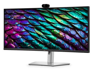 Dell P3426WEB, 34" извит конферентен монитор, IPS Anti-Glare, 5ms, 100 Hz, 1500:1, 300 cd/m2, WQHD 3440x1440, 99% sRGB, HDMI, DisplayPort, USB-C хъб, RJ45, уебкамера, микрофон, високоговорители, KVM превключвател, PD 90W, регулиране на височината, Pivot, Swivel, Tilt, черен