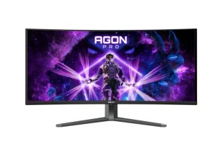AOC AG346UCD, 34" Извит 1800R QD-OLED монитор, 3440x1440@175Hz, 0.03ms GtG, 1000 cd/m2, 1.5M:1, 80M:1 DCR, Adaptive Sync, FlickerFree, Low Blue Light, 8Wx2, Tilt, Height Adjust, Swivel, 2xHDMI, DP, USB hub