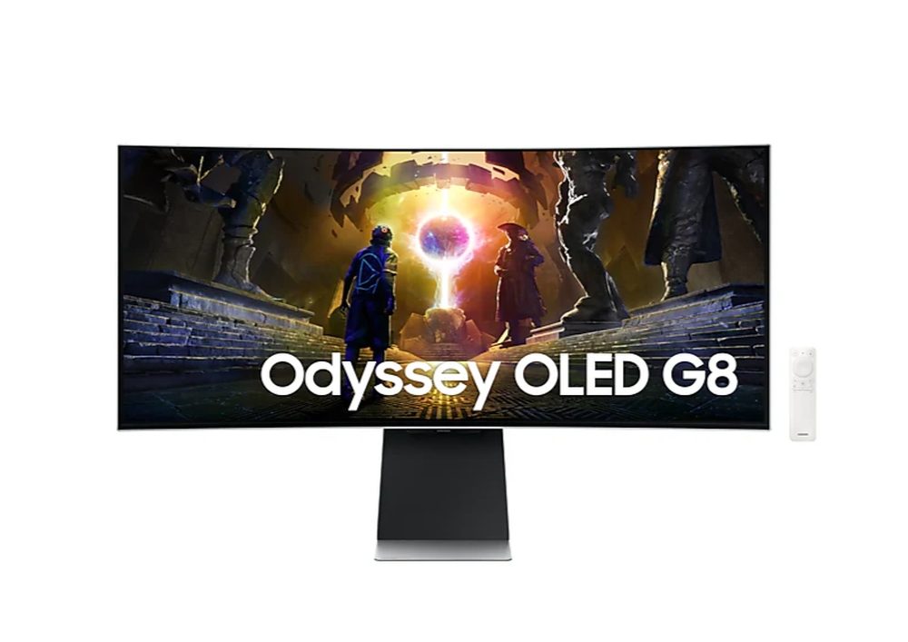 Samsung LS34DG850 34" Извит монитор Odyssey G8 OLED, 1800R, 175 Hz, 0.1 ms GTG, 21:9, 3440 x 1440, Smart, 2xUSB C, Mini DP, Micro HDMI 2.1, Wi-Fi 5, BT 5.2, говорители, 178°/178°, сребрист
