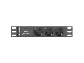 Lanberg разпределителен блок (PDU) 10" 1U 16A 3x Schuko 2m, черен