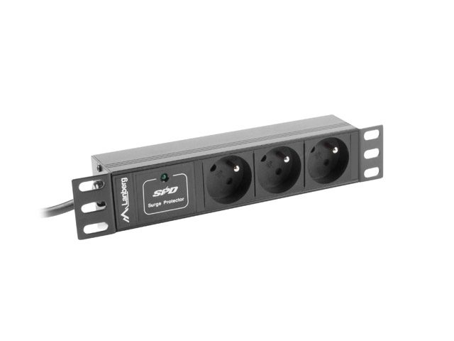 Lanberg разпределителен блок за захранване (PDU) 10" 1U 16A 3X 230V PL 2M, черен