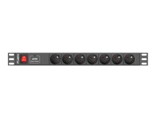 Lanberg разпределителен блок (PDU) 19"1U 10A 7 ГНЕЗДА 2M, черен