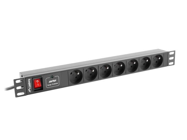 Lanberg разпределителен блок (PDU) 19"1U 16A 7 ГНЕЗДА 2M, черен