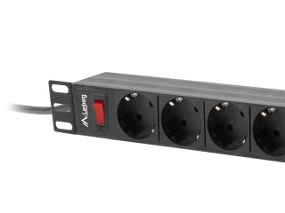 Lanberg разпределител на захранване (PDU) 19" 1U 16A 9xSchuko контакта, черен
