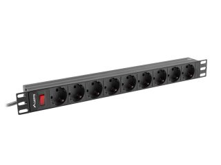 Lanberg разпределител на захранване (PDU) 19" 1U 16A 9xSchuko контакта, черен