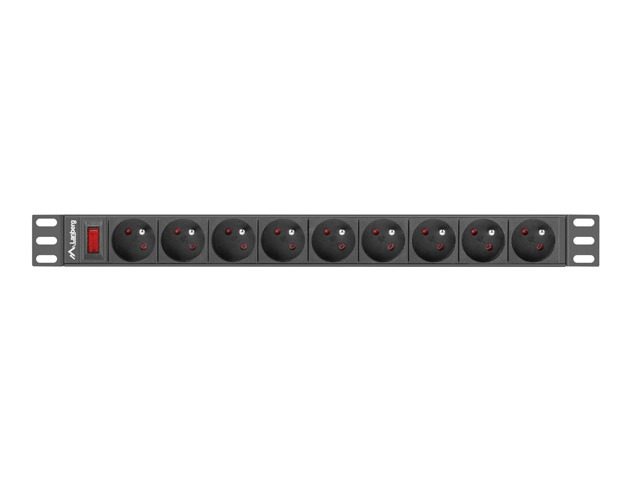 Lanberg разпределителен блок (PDU) 19" 1U 16A 9 контакта 3м, черен