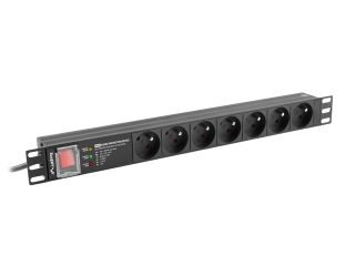 Lanberg разпределителен блок (PDU) PRO 19" 1U 16A 2M 7X Френски контакти SPD-3MP Черен