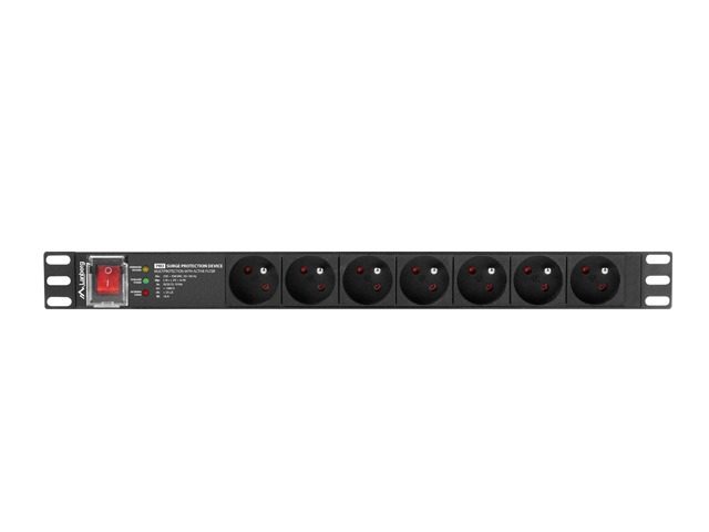 Lanberg разпределителен блок (PDU) PRO 19" 1U 16A 2M 7X Френски контакти SPD-3MP Черен