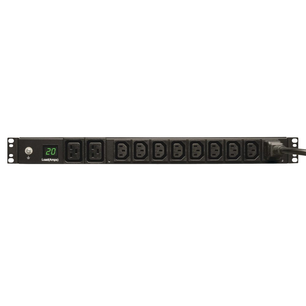 Tripp Lite by Eaton 3.7kW Single-Phase Local Metered PDU, 208/230V (8 C13 & 2 C19), C20 / L6-20P Adapter, 12 ft. (3.66 m) Cord, 1U Rack-Mount, TAA