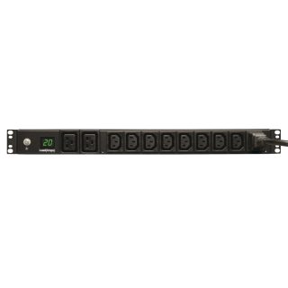 Tripp Lite by Eaton 3.7kW Single-Phase Local Metered PDU, 208/230V (8 C13 & 2 C19), C20 / L6-20P Adapter, 12 ft. (3.66 m) Cord, 1U Rack-Mount, TAA