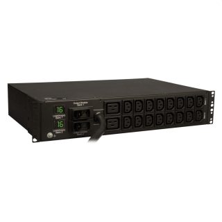 Tripp Lite by Eaton 7.4kW Single-Phase Local Metered PDU, 230V Outlets (2-C19, 16-C13), IEC-309 230V 32A Blue, 12 ft. (3.66 m) Cord, 2U Rack-Mount, TAA