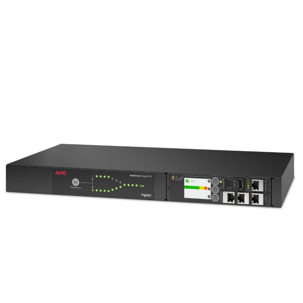 APC Rack Automatic Transfer Switch, 230V, 16A, C20 in, (8) C13 (1) C19 out