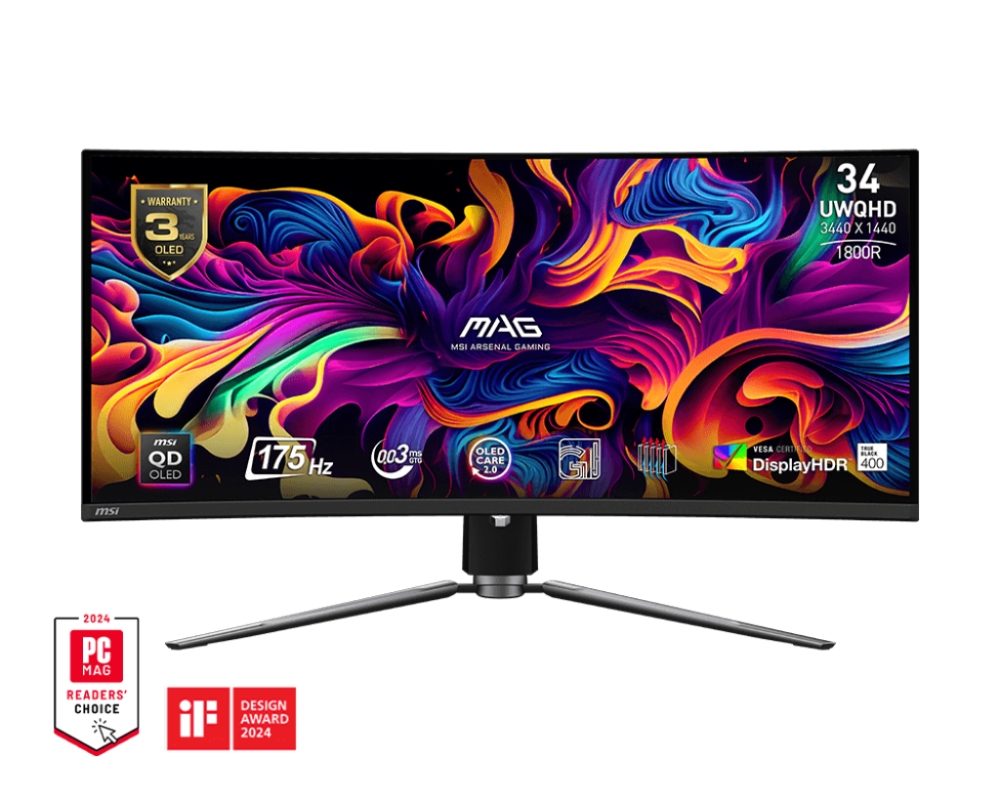 MSI MAG 341CQP QD-OLED 34" 175Hz 0.03ms UWQHD 3440x1440 Извит гейминг монитор