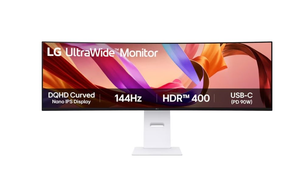LG 49U950A-W 49" 32:9 Извит UltraWide Dual QHD 5K 5120x1440 Nano IPS 1ms MBR, 144Hz, 5ms, 400cd/m2, 1000:1, HDR400, DCI-P3 98%, USB Type-C, PD 90W, FreeSync, G-SYNC, PIP, 2 PBP, HDMI, DisplayPort, Високоговорител 2ch 10W, Tilt, Height, Swivel, Titan