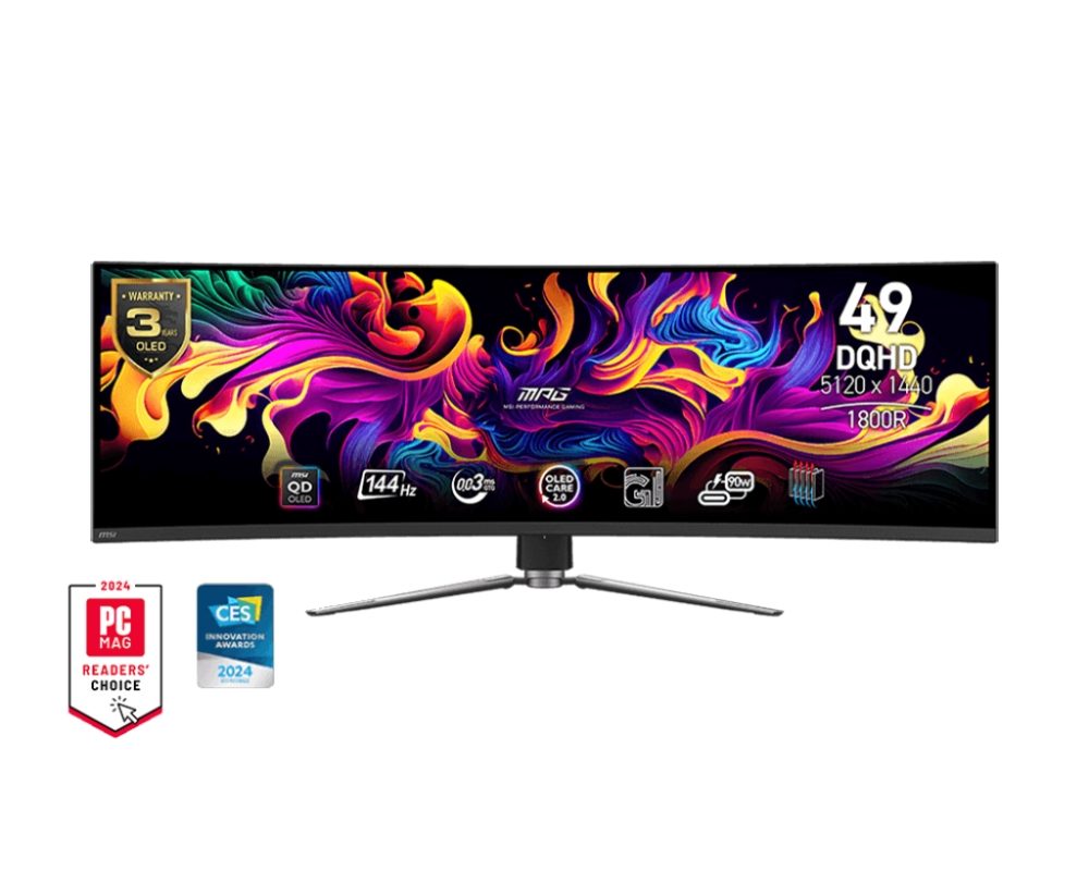 Монитор MSI MPG 491CQP QD-OLED, 49", 144Hz, 0.03ms, DQHD 5120x1440, 32:9, OLED Care 2.0, Fanless Design with Graphene, ClearMR 8000