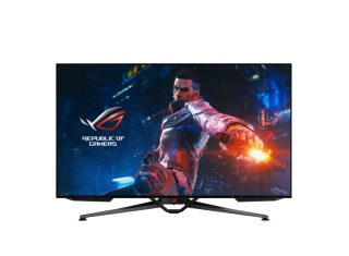 Asus ROG Swift OLED PG48UQ геймърски монитор, 47.5" 4K, OLED, 138Hz (овърклокнат), 0.1 ms (GTG), G-SYNC съвместим, антирефлексно микротекстурно покритие, специален радиатор, равномерна яркост, 98% DCI-P3, истински 10-битов, HDMI 2.1, DisplayPort 1.4, черен