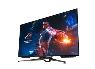 Asus ROG Swift OLED PG48UQ геймърски монитор, 47.5" 4K, OLED, 138Hz (овърклокнат), 0.1 ms (GTG), G-SYNC съвместим, антирефлексно микротекстурно покритие, специален радиатор, равномерна яркост, 98% DCI-P3, истински 10-битов, HDMI 2.1, DisplayPort 1.4, черен
