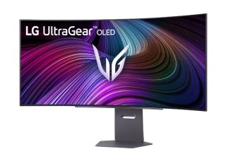 LG 45GX90SA-B, 44.5" OLED UltraGear 21:9 Curved Smart монитор, 0.03 ms, WQHD (3440x1440), 240Hz, HDR 400, 1500000:1, 250 cd/m2, DCI-P3 98.5%, VRR, FreeSync, G-Sync, USB-C, PD 65W, HDMI, DP, PBP, Високоговорители 7W x2, Bluetooth, LG Switch, Регулиране на височина, Завъртане, Наклон, Черен