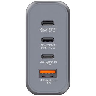 Verbatim GNC-140 GaN Charger 4 Port 140W USB A/C (EU/UK/US)