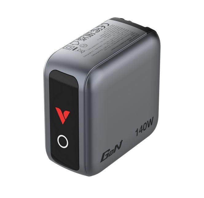 Verbatim Mini GaN Charger 140W с дисплей + 140W USB-C към USB-C кабел (зареждане и трансфер на данни) Сив
