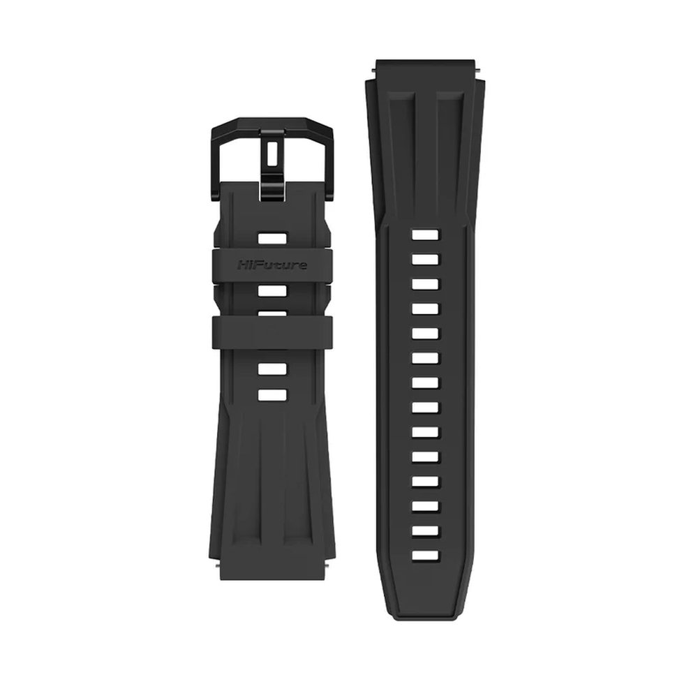 HiFuture Pilot-M Black, Sporty Design, Powder Metallurgy Stainless Steel Buckle, Solid Silicone, Unique Patterns, Fit Size: 22mm