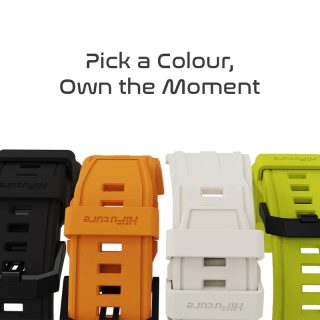 HiFuture Pilot-M Black, Sporty Design, Powder Metallurgy Stainless Steel Buckle, Solid Silicone, Unique Patterns, Fit Size: 22mm