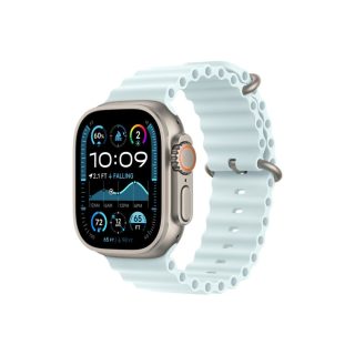 Каишка за Apple Watch 49 mm: Ледено синя океанска удължаваща каишка - естествено титаниево покритие