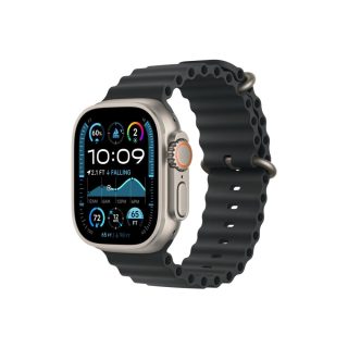 Каишка за часовник, Apple Watch 49mm Band: Black Ocean Band Extension - Natural Titanium Finish