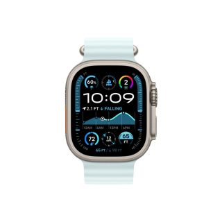 Apple Watch 49mm Band: Ice Blue Ocean Band - Natural Titanium Finish