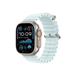 Apple Watch 49mm Band: Ice Blue Ocean Band - Natural Titanium Finish