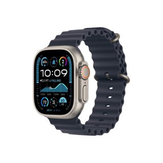 Apple Watch 49mm Band: Navy Ocean Band - Natural Titanium Finish